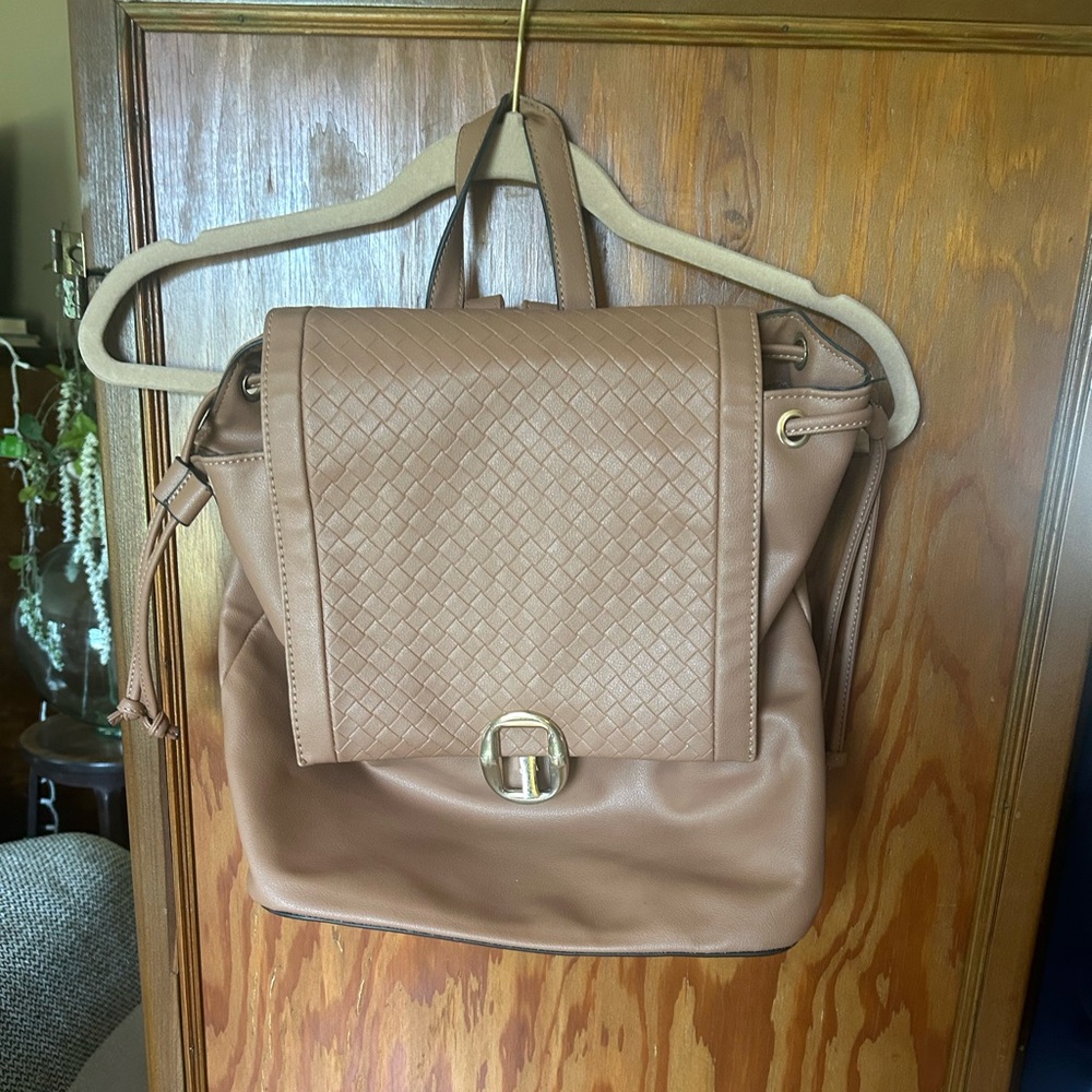Faux leather backpack.